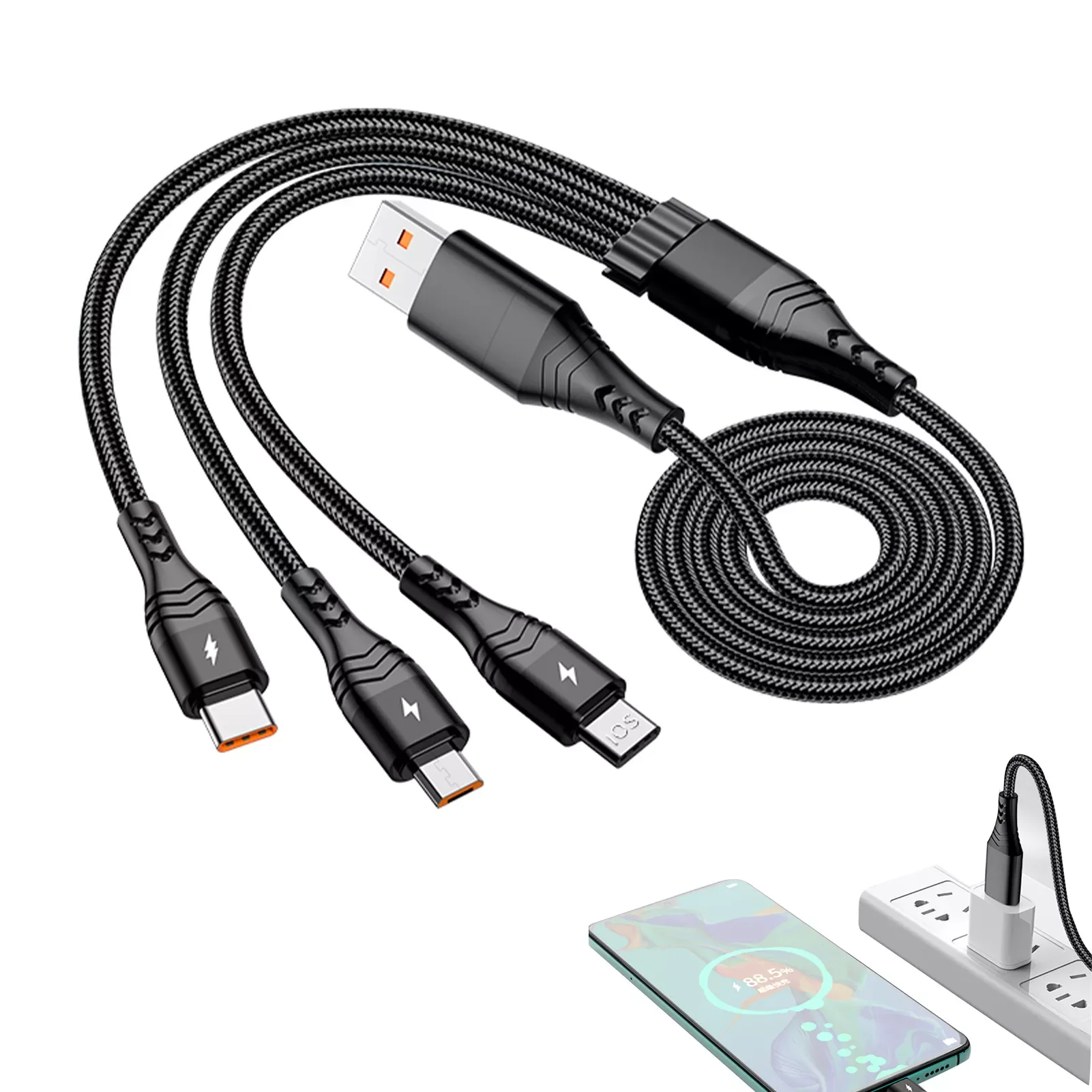 

6-In-1charging Cord Durable Type-C Fast Charging For Android Cell Two-To-Three Multi-Function Pd Fast Charging