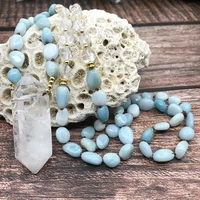 raw amazonite chip beads quartz crystal double point pendant knotted handmade yoga mala prayer necklaces women jewelryqc0160