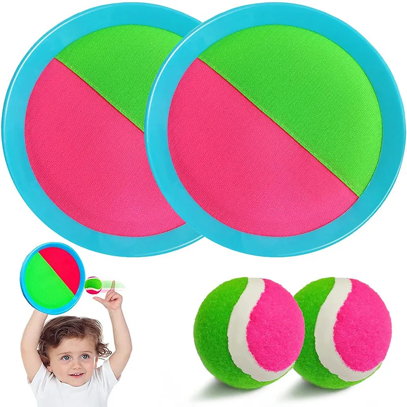 

Toss and Catch Ball Set Toss Paddle Beach Toys Family Back Yard Outdoor Games Lawn Target Throw Catch Sticky Mitts Set Kid Gifts