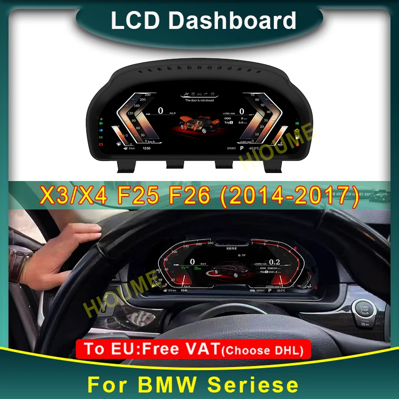 Panel de instrumentos Digital LCD para coche, velocímetro Multimedia de 12,5 pulgadas para BMW X3 X4 F25 F26 2014-2017