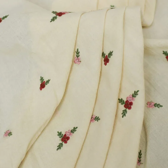 

High quality cotton crepe tissu French embroidery sewing Home clothes handmade DIY clothes skirt women's wear fabric
