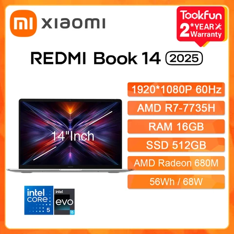 Ноутбук Xiaomi Redmi Book 14 2025, 14", 16/512ГБ, R7 7735H, Integrated graphic, Windows