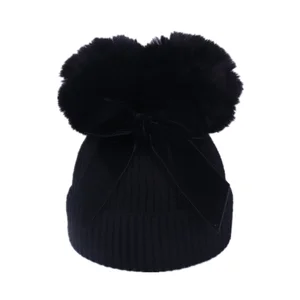 2022 Brand New Newborn Baby Kids Girls Boys Winter Warm Knit Hat Furry Balls Pompom Solid  Cute Lovely Beanie Cap Gifts