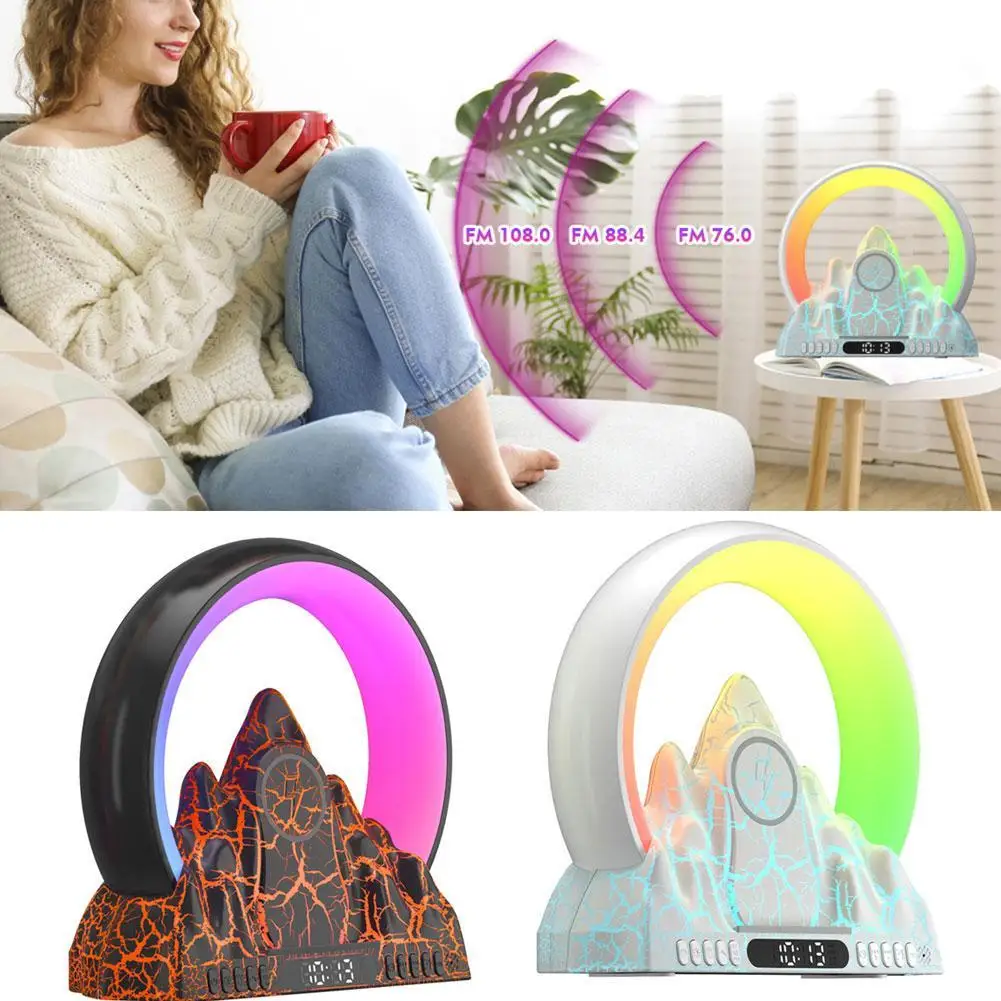 

Динамик Sunrise, настольная лампа, Bluetooth-совместимый динамик, USB-зарядка, RGB-будильник, беспроводное зарядное устройство, умный красочный