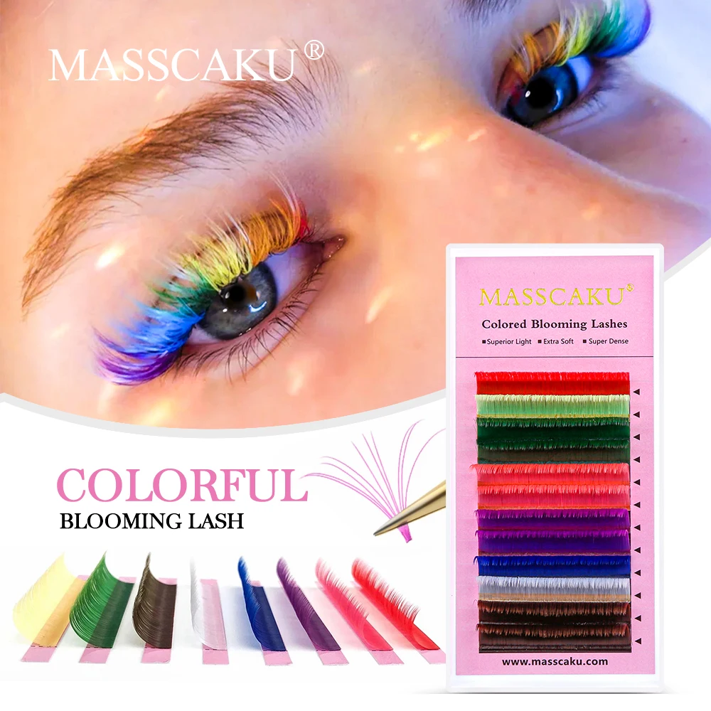 Ed Easy Fanning Eyelashes Colorful Auto Blooming Russian Volume Individual Eyelash Extension