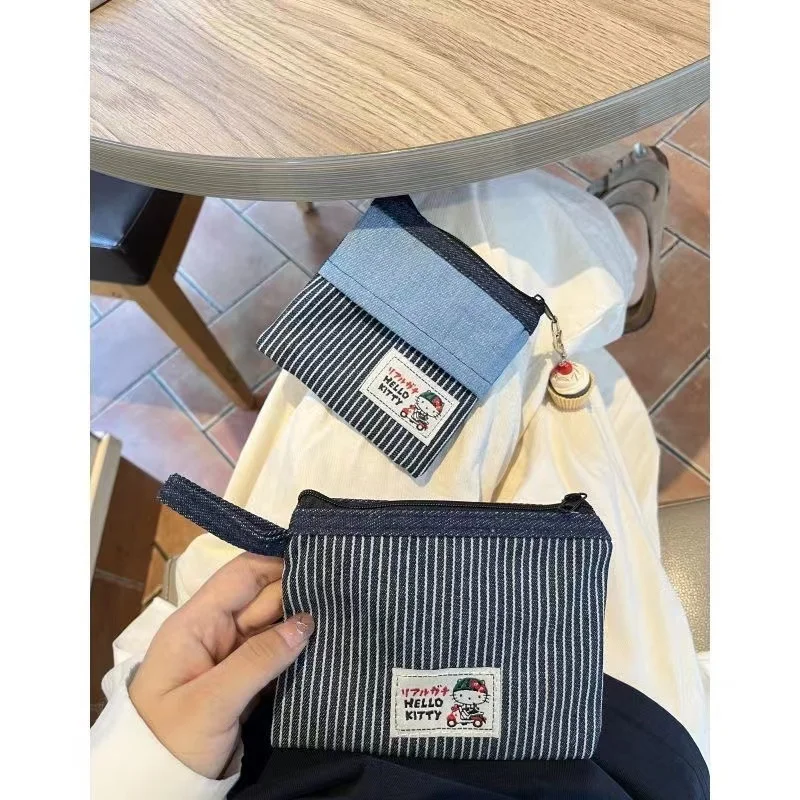 Сумка для монет Hello Kitty Kawaii Sanrio джинсовая сумка хранения аниме помада наушников