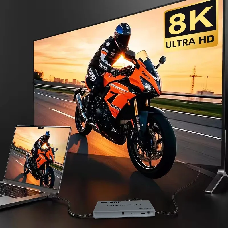 HDMI-конвертер-переключатель 3-в-1 с функцией памяти при отключении питания, 8K 60 Гц, 3x1, автоматическое переключение, поддержка 4K 120 Гц, HDMI 2.1 (art.: 3920dab08e6bb) - 3920dab08e6bb
