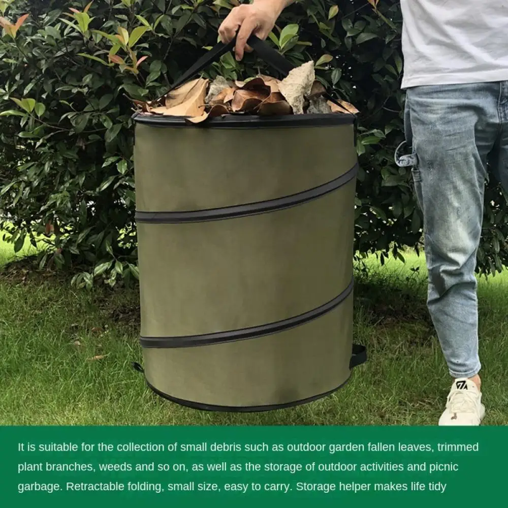 

Folding Garden Trash Can Outdoor Oxford Cloth Trash Can Garden Storage Fallen Leaves Storage Trash Can Large Capacity Weed Bags