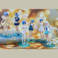 6pcs 17 5cm anime relife in a different world from zero rem ram young childhood pvc action figure figurine model toys gift