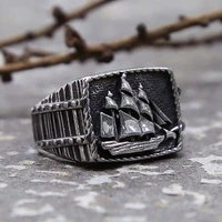 hot selling new fashion domineering viking mens ring motorcycle smear retro masonic sailing ring