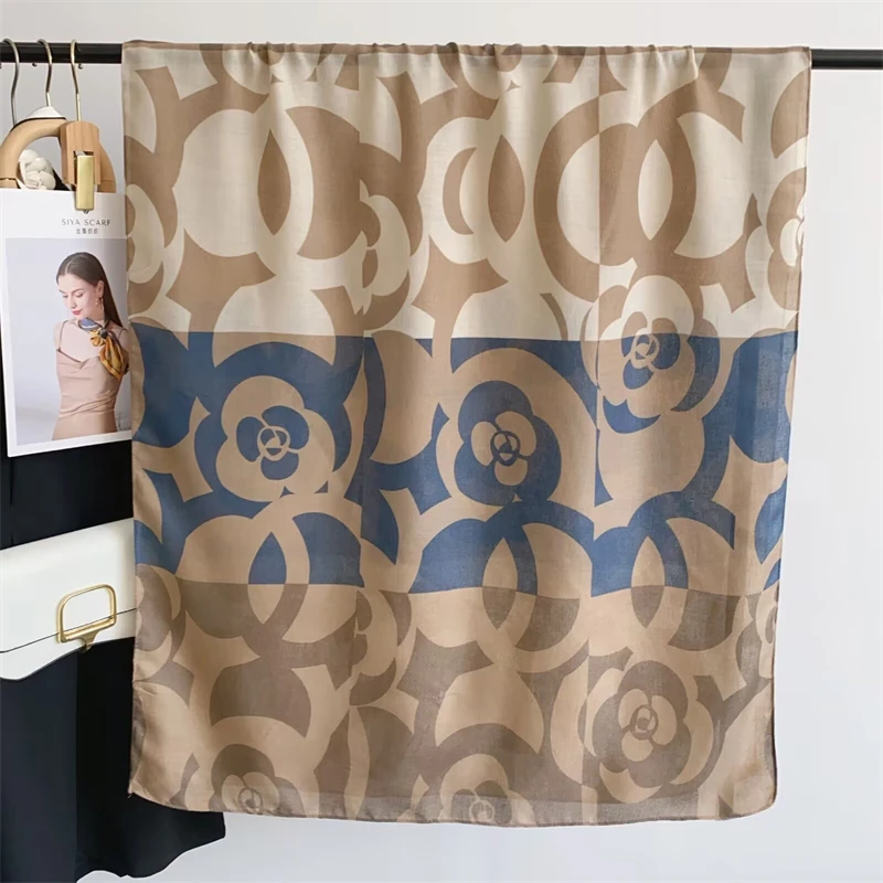 Роскошный брендовый кашемировый женский шарф с цветочным принтом зимняя теплая