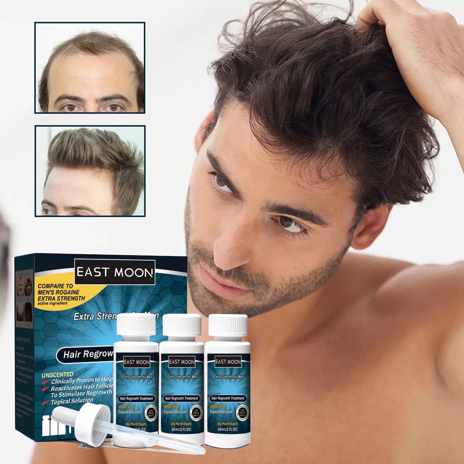 

East & Moon Men's Dense Hair Liquid Men's Hair Nutrition Care Anti-Hair Loss Solid Hair Thick Moisturizing Essence Hair Growth