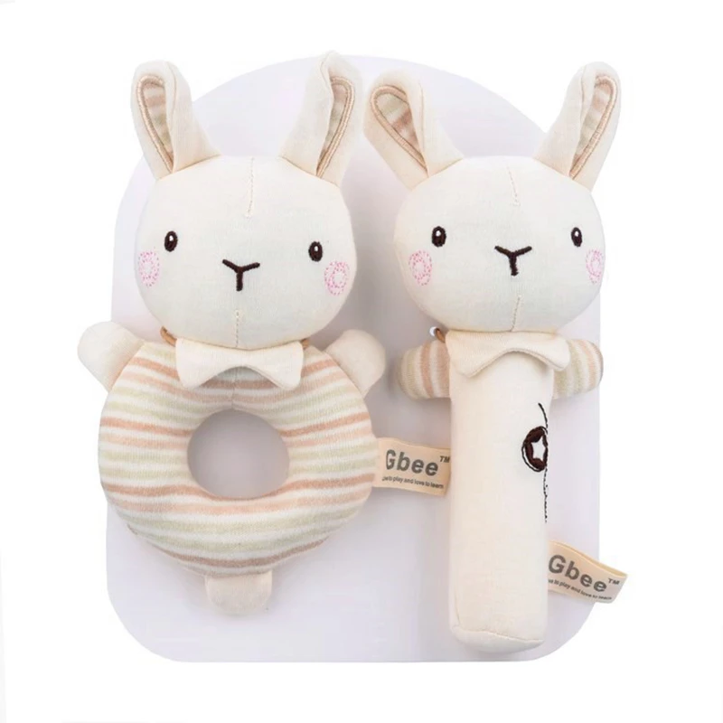 Newborn Baby Rattles Rabbit Bear Grab Ability Training Toys Infant Stroller Bed Hanging Bell Plush Dolls Baby Birthday Gift Toys