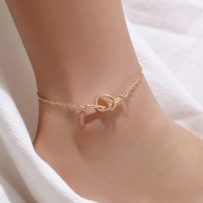 Foot Ornaments Simple Metal Knotted Ladies Anklet Fashion Trend Geometric Couple Anklet New 2022 Trend Accessories Wild Gift