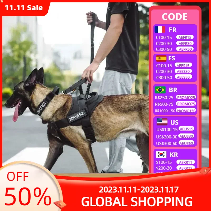 

Тактическая шлейка для собак, военная шлейка для домашних животных, немецкая овчалка K9, тренировочный жилет для собак, комплект шлейки и поводок для маленьких, средних и больших собак