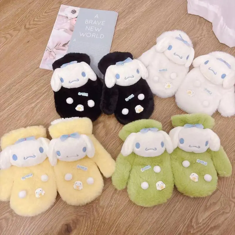 

Kawaii Sanrio Anime Glove Cute Cinnamoroll Sweet Little Fresh Thickening Plush Autumn Winter Warm Antifreeze Mitten Girls Gifts