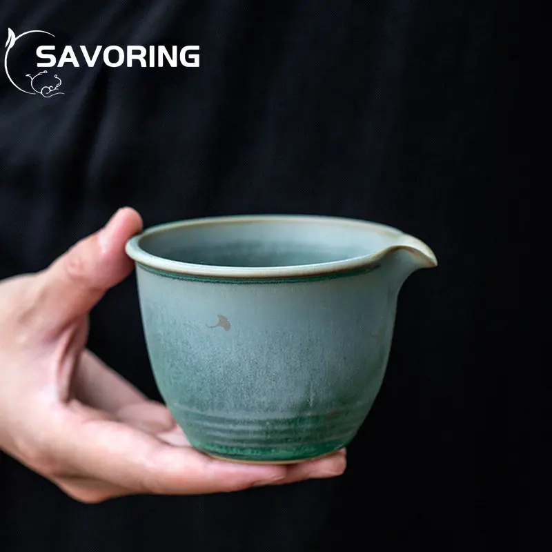 Chinese-style Coarse Pottery Ginkgo Leaf Fair Cup Kung Fu Tea Set Accessories Tea Sea Household Cup Blender Tea Divider Fair Cup