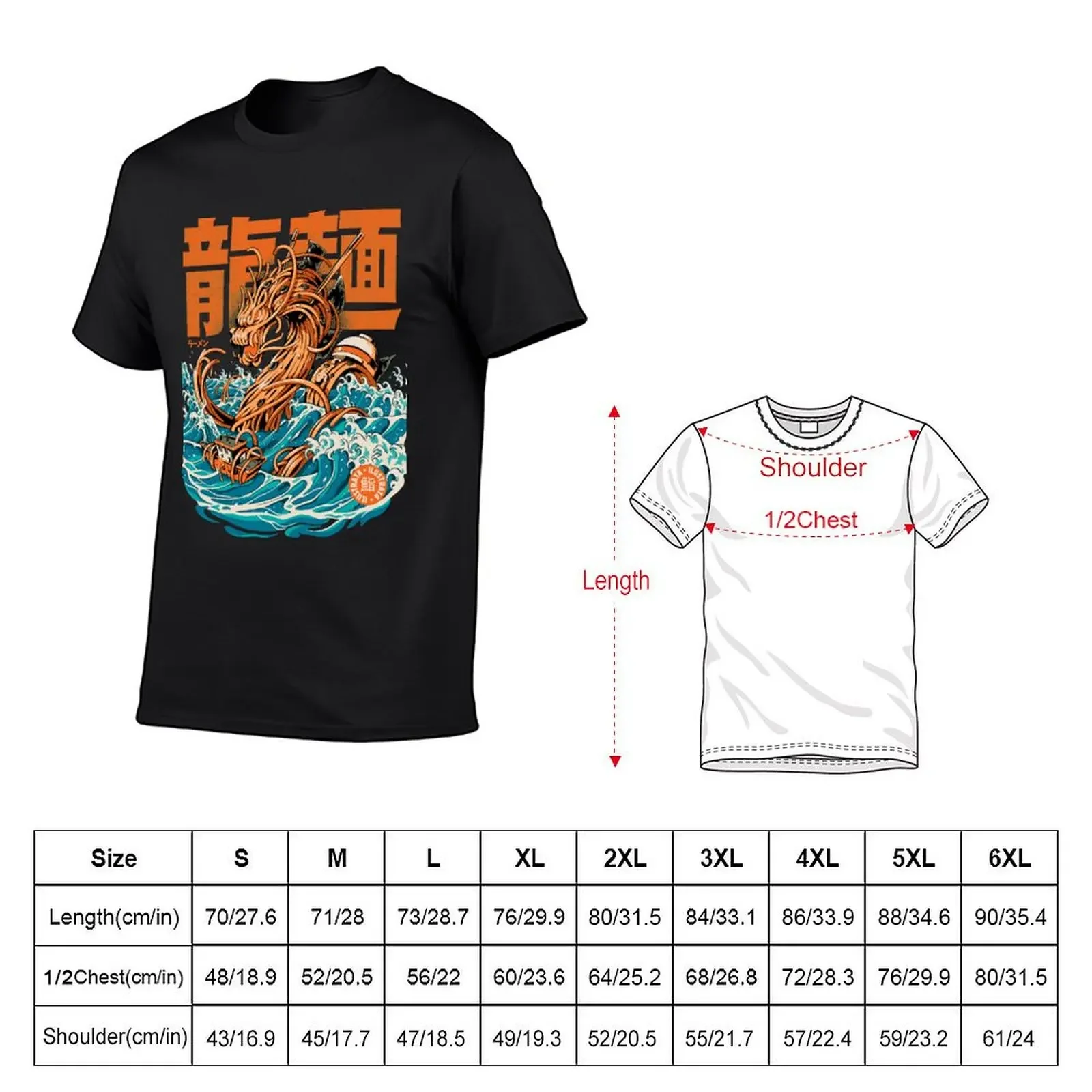 Черная футболка Great Ramen Dragon off Kanagawa милые топы фигурки аниме эстетичная одежда