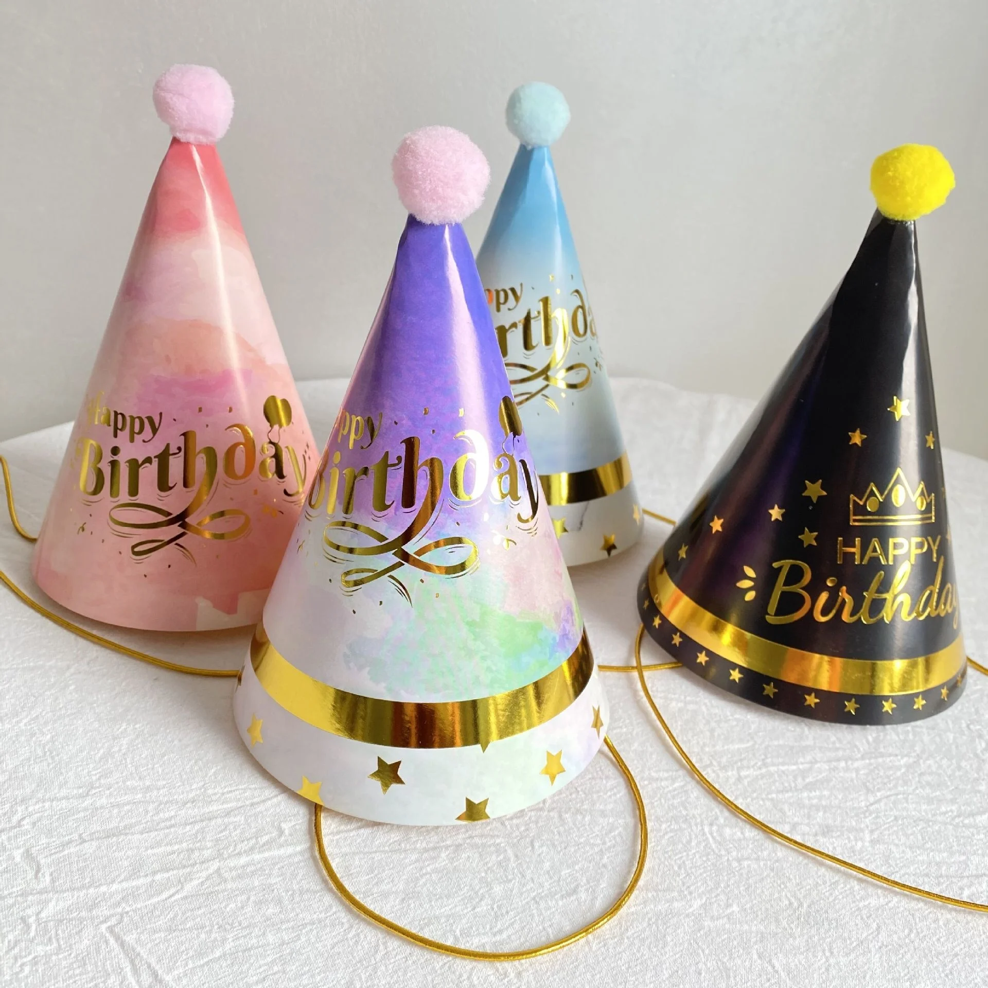 

Cartoon Pompon Hat Children's First Year Party Supplies HAT Party Decoration Paper Crown Hat