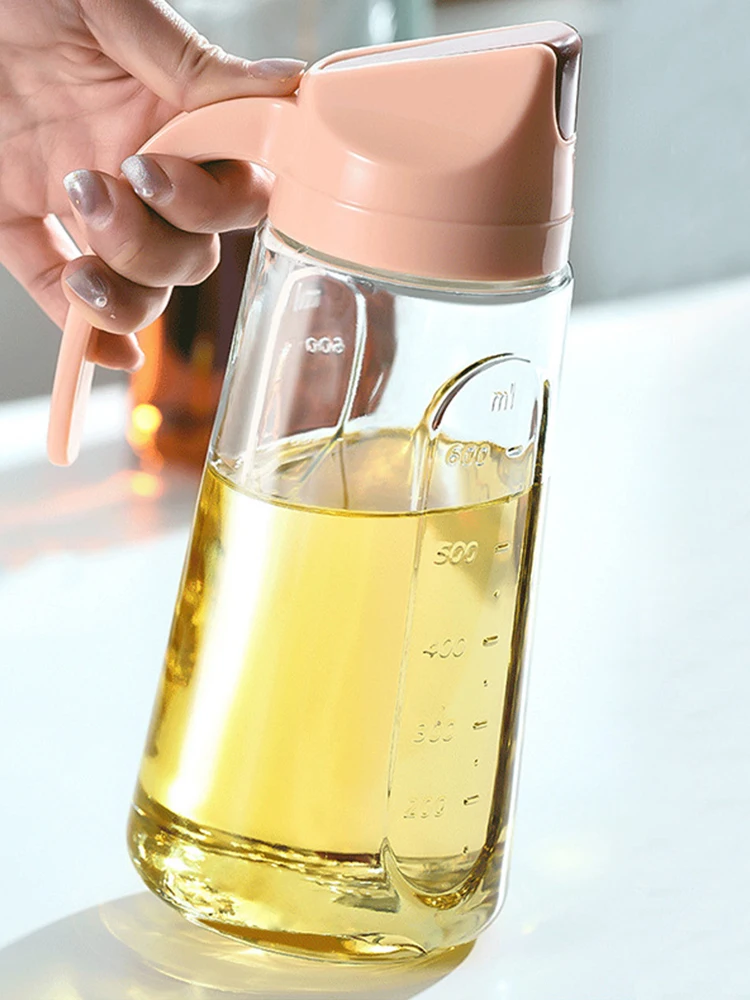 

Automatic Opening And Closing Glass Oil Pot Kitchen Leak-Proof Oil Tank With Lid Seasoning Bottle Vinegar Bottle Oil bottle