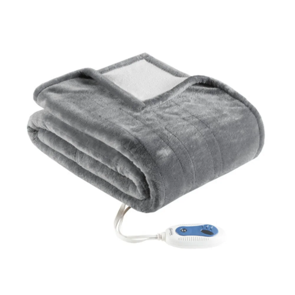 

Electric Heated Plush to Berber Snuggle Wrap, Grey