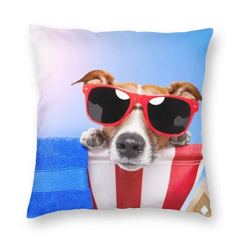

Jack Russell Terrier Dog Sun Glasses Cushion Cover Beach Funny Dogs Throw Pillow Case for Car Custom Pillowcase Home Decoration