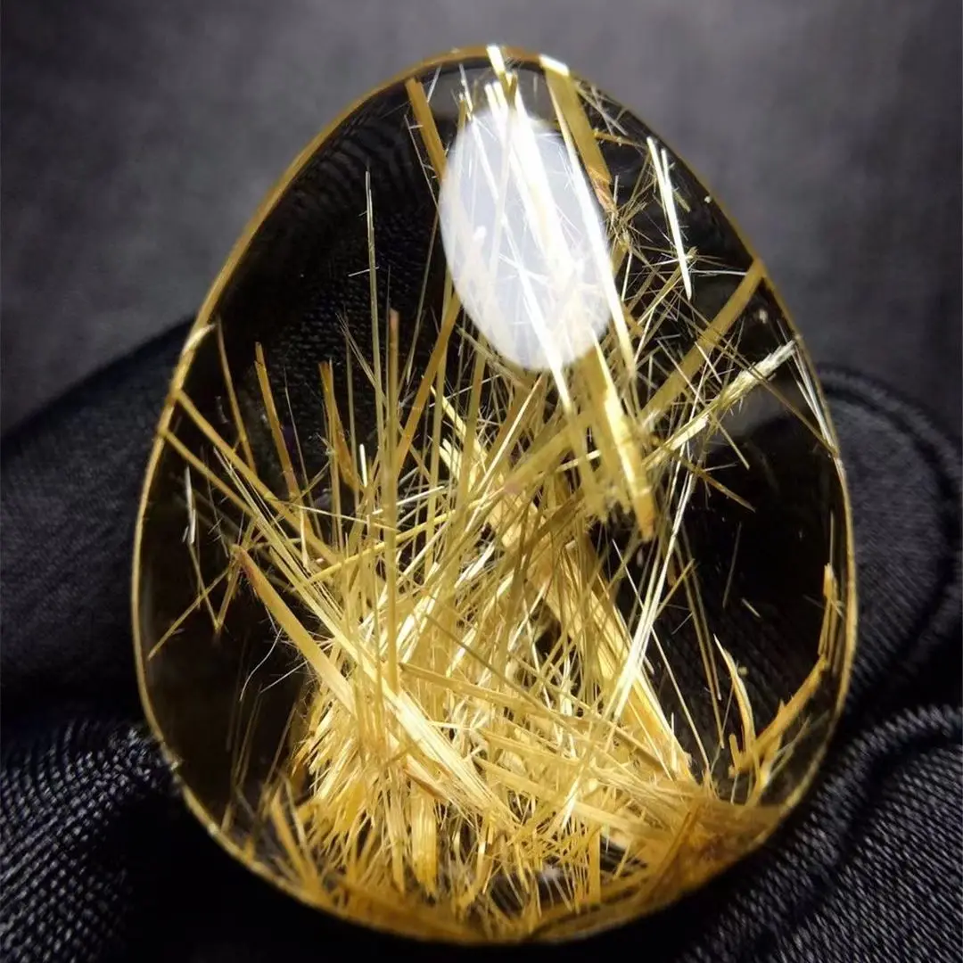 

Подвеска из натурального золота с рутилированным кварцем для женщин, женщин, мужчин, подарок на удачу по богатству, бусины 33x27x10 мм, энергети...