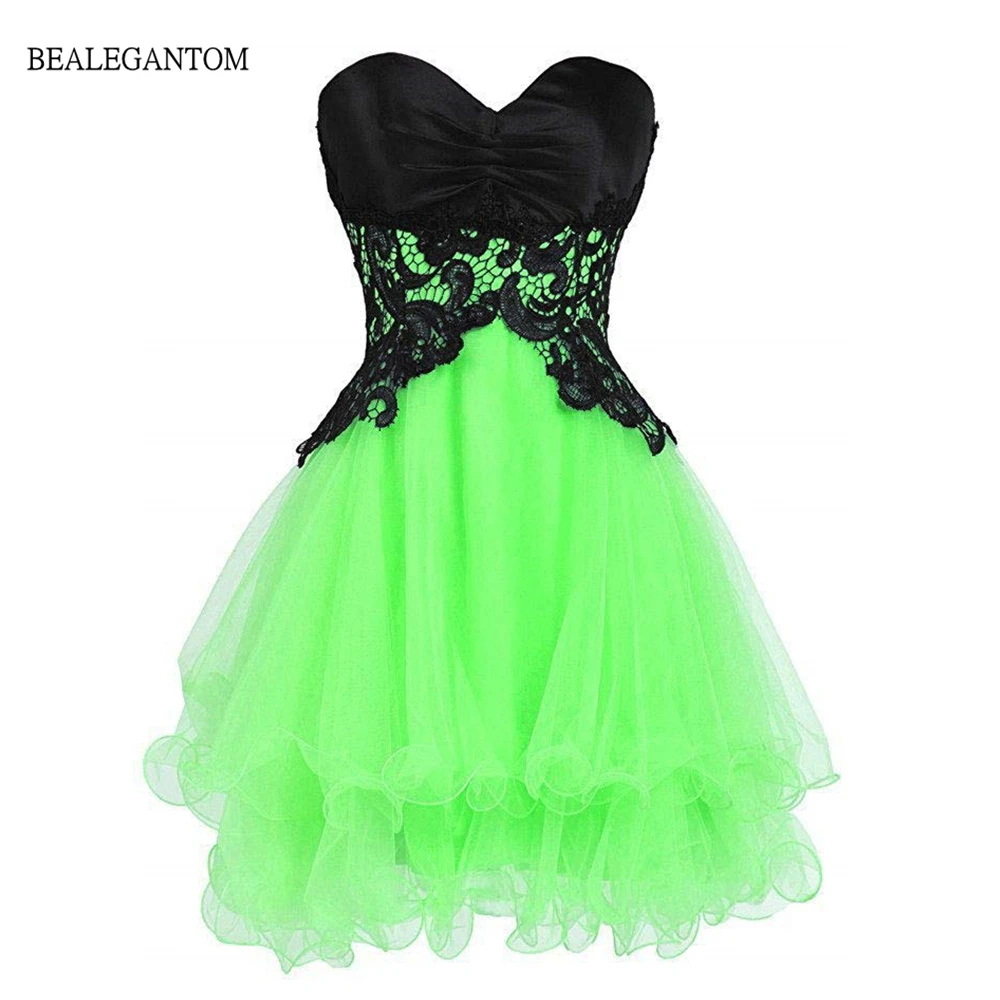 

Bealegantom Short Prom Homecoming Dresses Lace Tulle A-Line Mini Cocktail Graudation Party Gowns QA2022-12