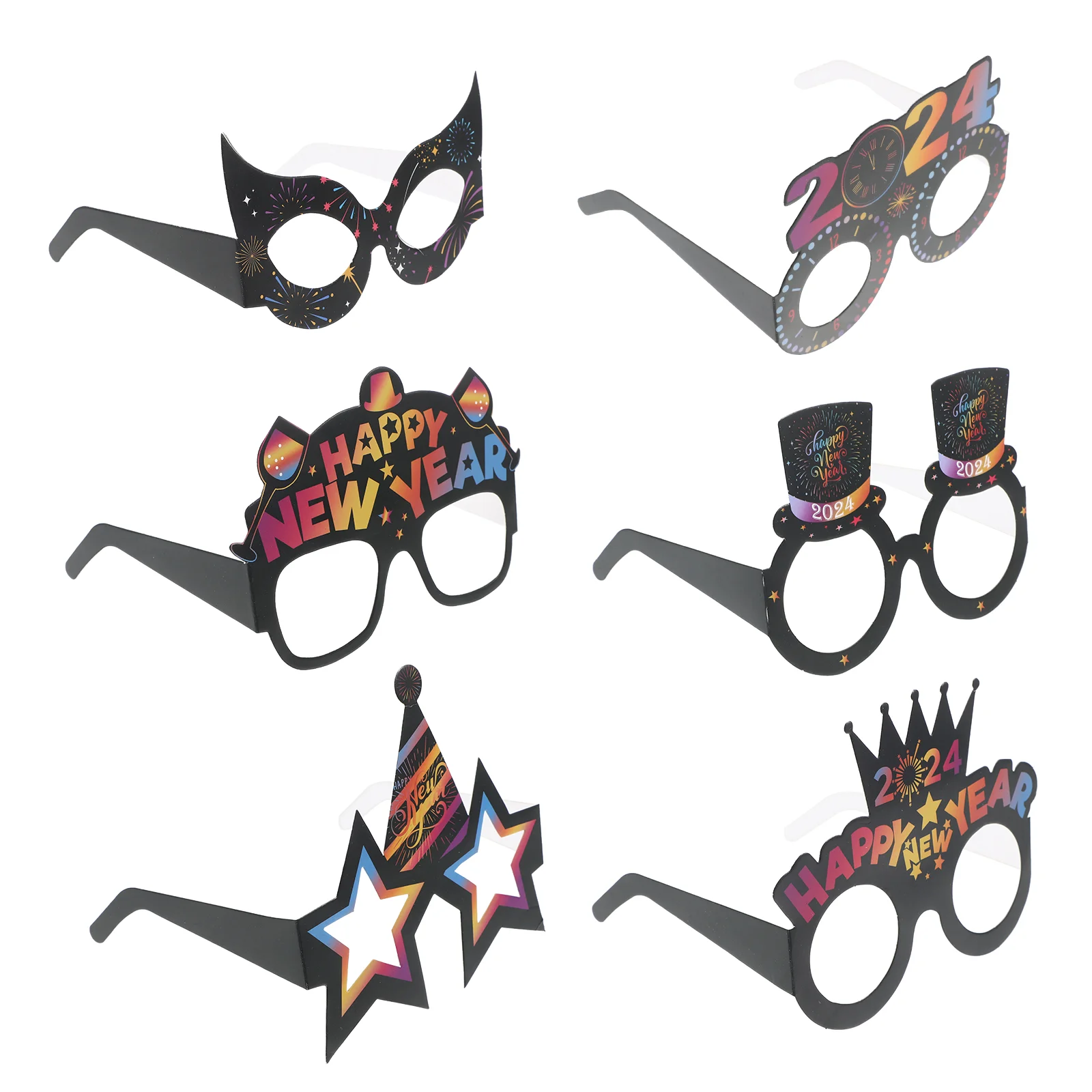 

6 Pcs New Year Eyeglasses Aldult Novel Party Frames Paper for 2024 Child Sunglasses