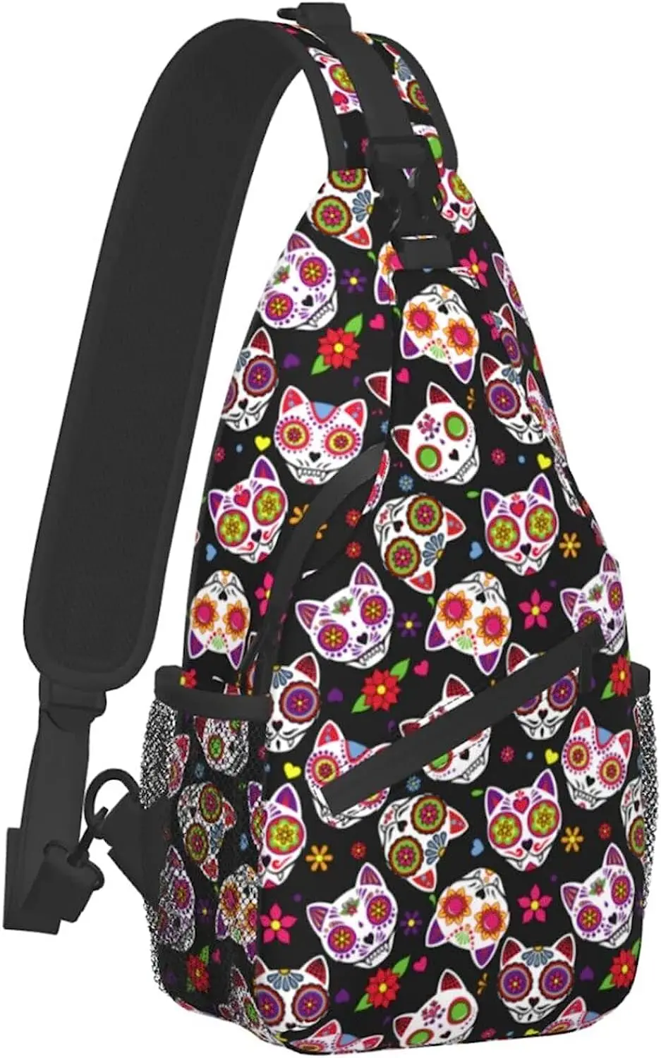 

Day Of The Dead Sugar Skull Sling Backpack Sling Bag Hiking Travel Chest Bag Daypack Crossbody Backpack Shoulder Bag