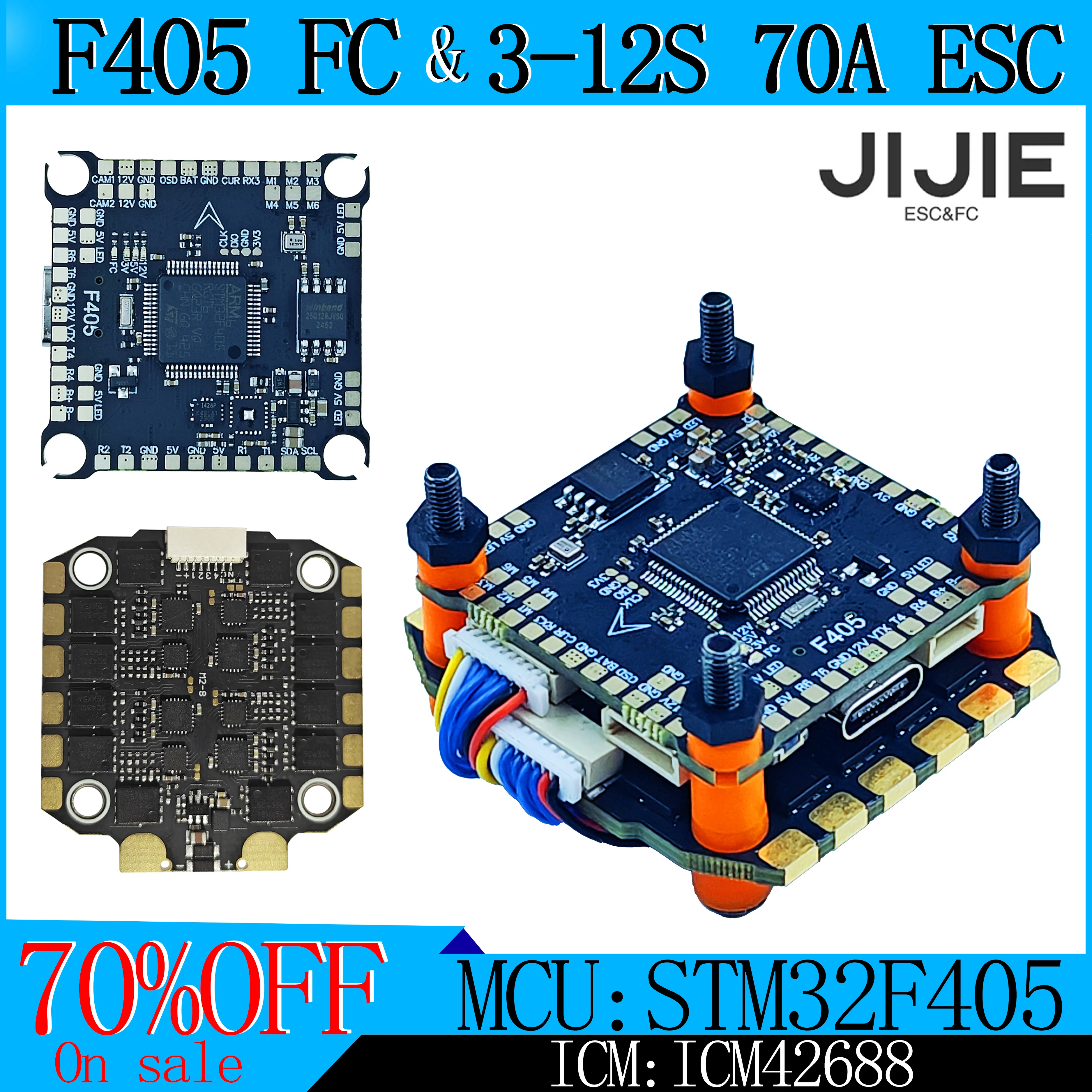 Фото JIJIE F405 F4 FC FPV Контроллер полета дрона Stack 3-12S 70A BULEjay 4in1 Бесщеточный ESC для RC Racing Freestyle Drone Rro Player №1