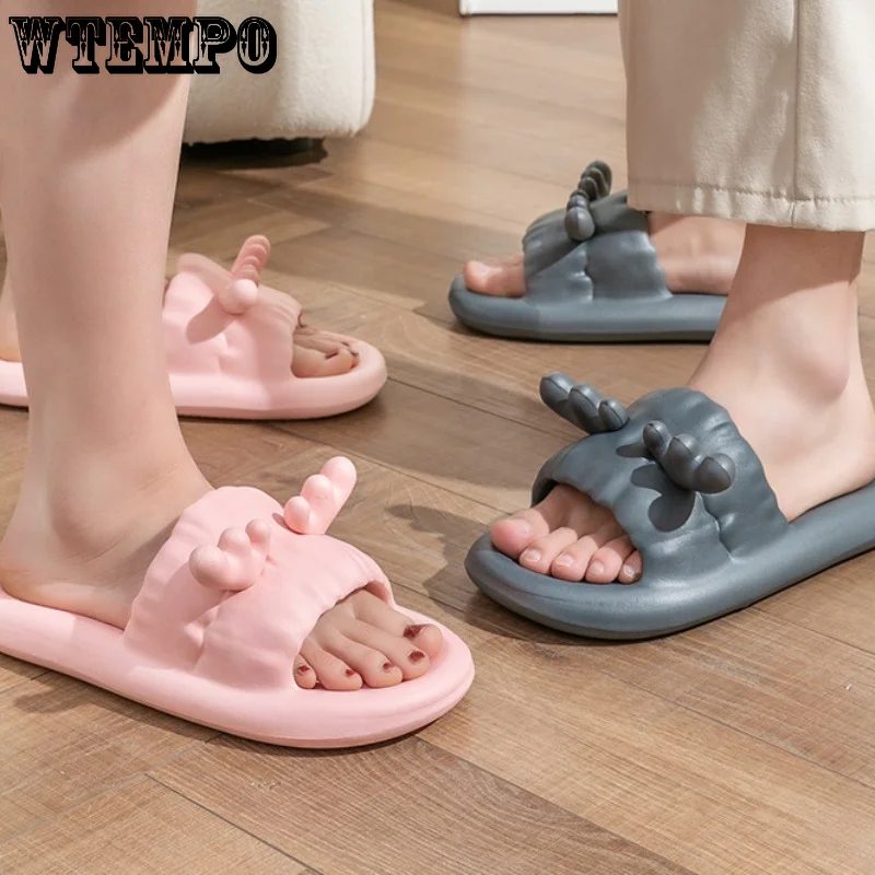 WTEMPO Cute Slippers Antlers Summer Thick Bottom Bathroom Couple Shoes Soft Beach Slides Women Anti-Slip Sandal Dropshipping
