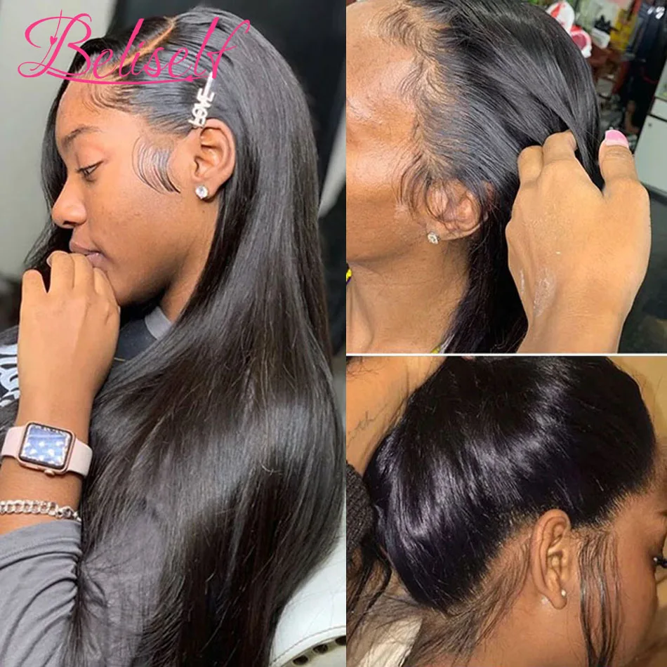 360 Lace Frontal Wigs Straight Hair HD Transparent Lace Human Hair Wigs 360 Lace Frontal Wig Pre Plucked with Baby Hair