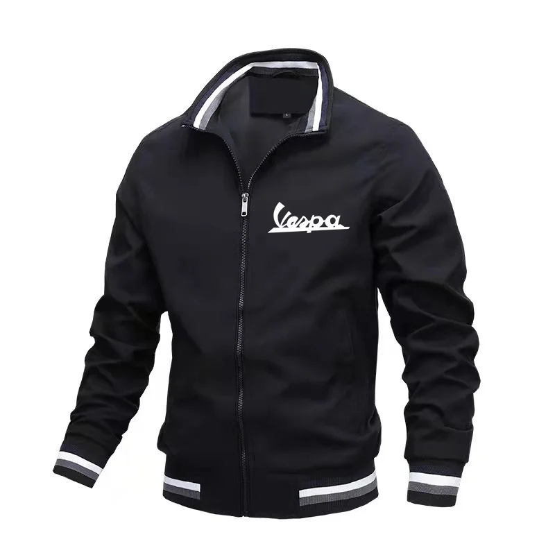 

Cycling Vespa Logo Fashion Jacket Men's Windbreaker Bomber Jacket Spring And Autumn Men's Outdoor Clothing Casual Streetwear