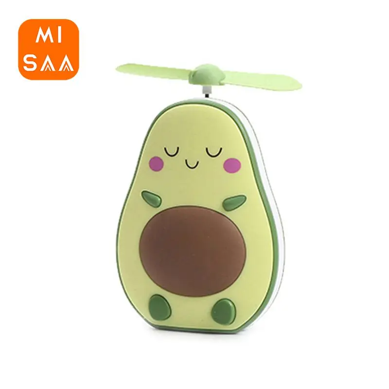 

3~15PCS Mini LED Makeup Mirror And Fan 2 In 1 Integrated Cute Avocado Shaped Practical Portable Charging Multifunctional Piggy