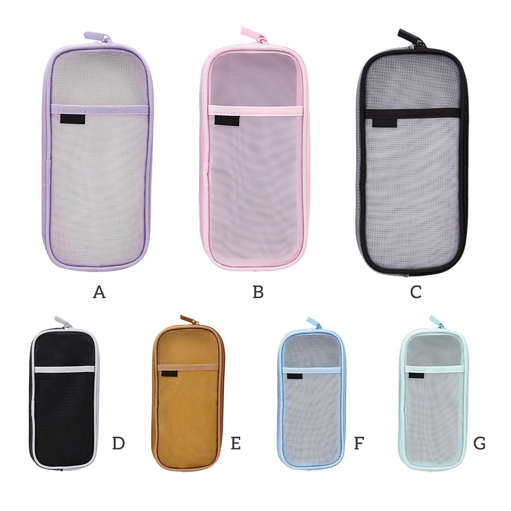 

Transparent Pencil Case Pen Bag Stationery Organizer Container Pouch with Zipper Travel Supplies for Children Blue White