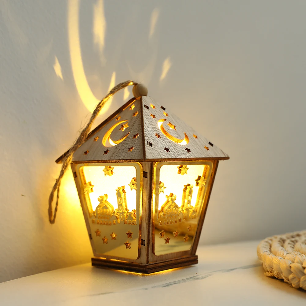 Деревянные висячие огни бревенчатой кабины украшения на Рамадан теплая лампа