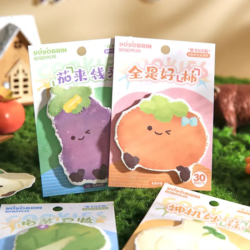 Фото 30 шт. милые липкие заметки Kawaii Fun Sticky Notes, объемные липкие блокноты с растительной тематикой, самоклеящиеся блокноты для заметок, подарок для детей №2