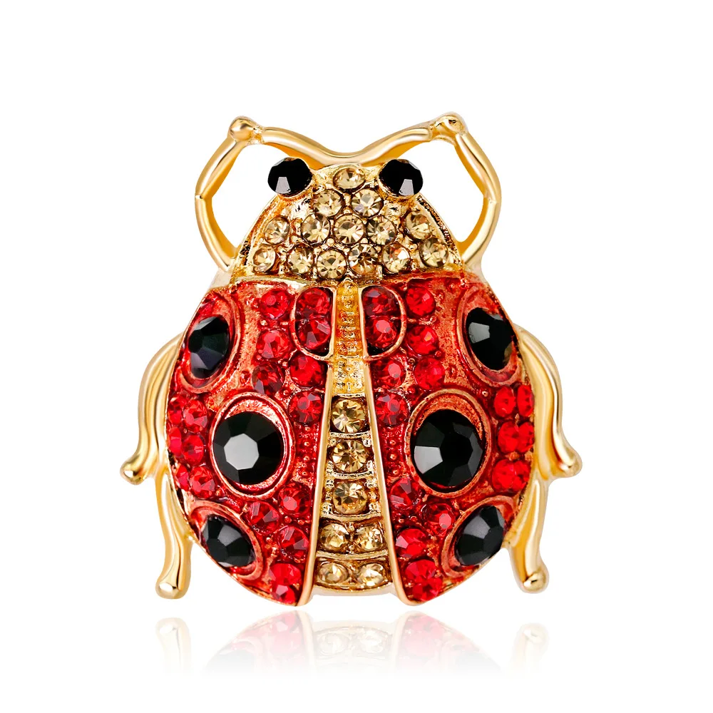 

Wild Animals Ladybug Brooches For Women Crystal Jewelry Accessories Winter Christmas Decoration Insect Brooch Pins