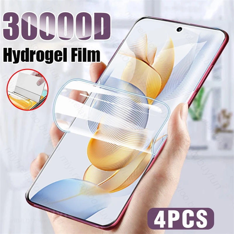 4 шт., мягкая Гидрогелевая пленка 30000D для Honor 90 5G 2023, изогнутая защита экрана, Honor Honer Xonor Honor90 5G 6,7 дюйма, не стекло