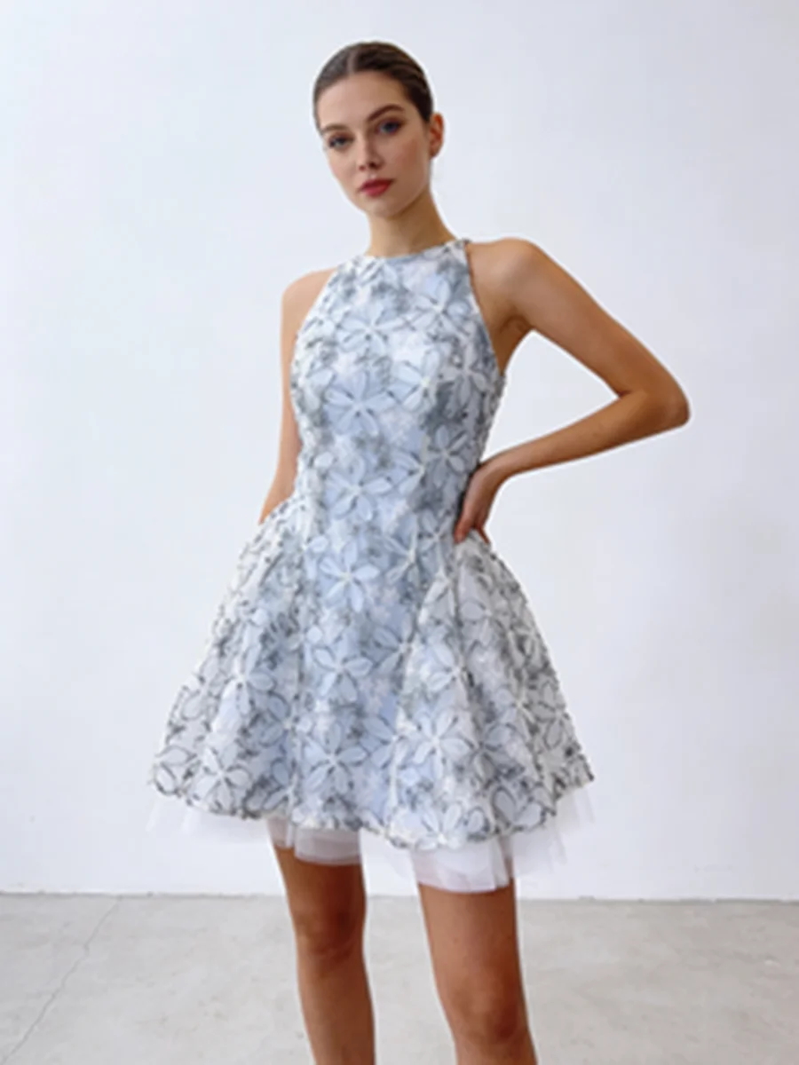 Фото Новое женское мини-платье TWOTWINSTYLE с цветными блоками, облегающее, с сетчатыми вставками, круглым вырезом, без рукавов, с пэчворком и бисером №2