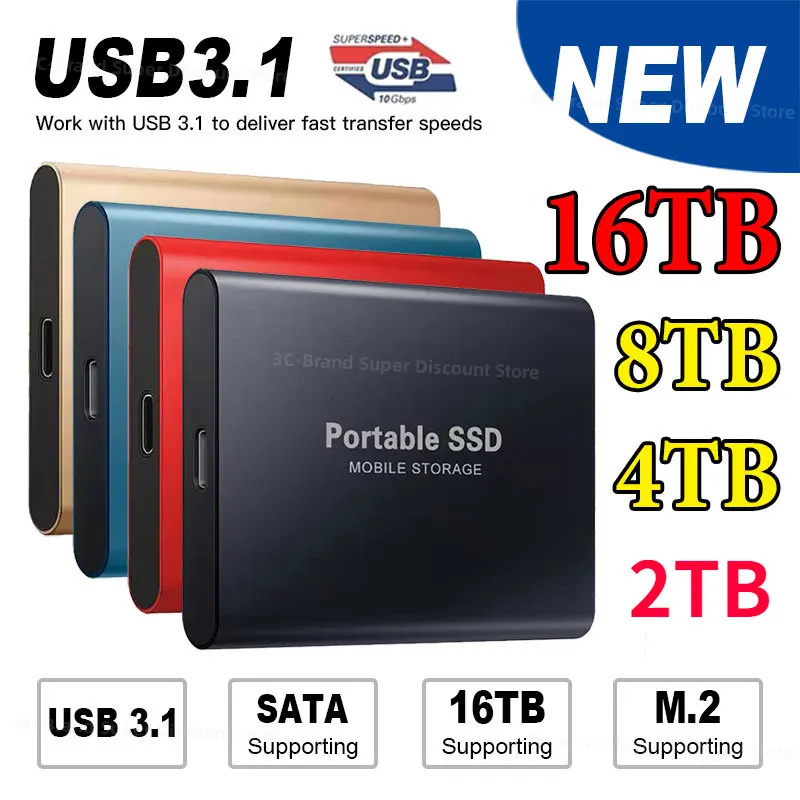 2023 Brand Portable SSD 2TB External Solid State Drive High Speed External Hard Drive M.2 USB 3.1 Interface Mass Storage disk