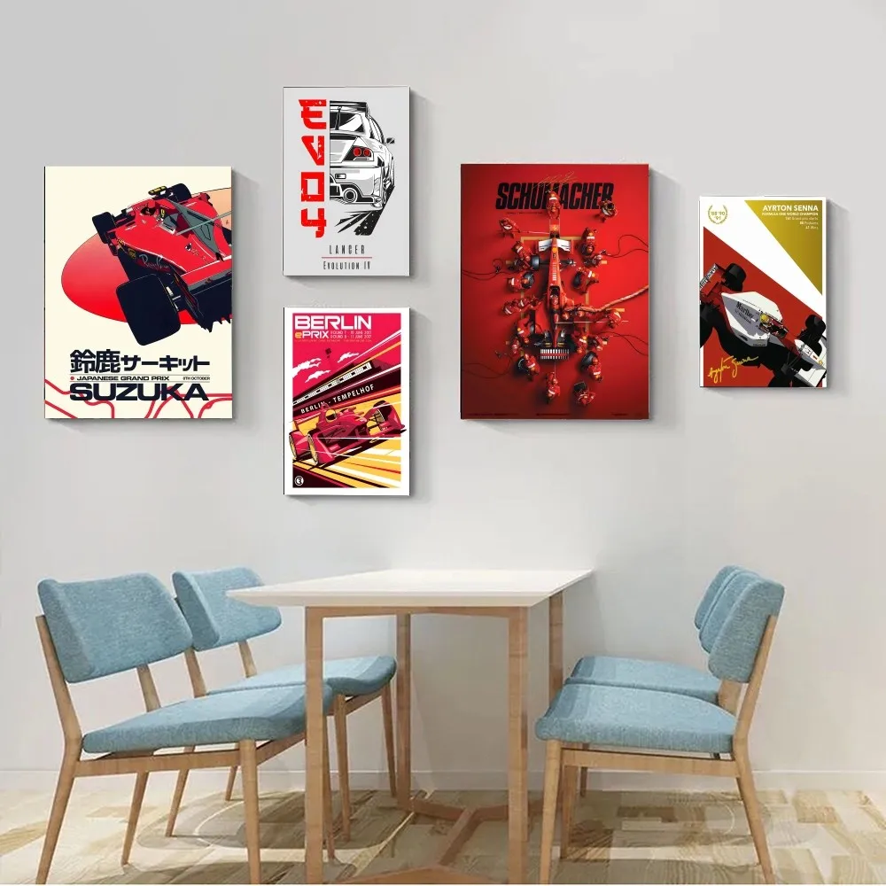 Винтажный 80S автомобиль F1 гоночный постер плакаты крафт-бумага винтажный