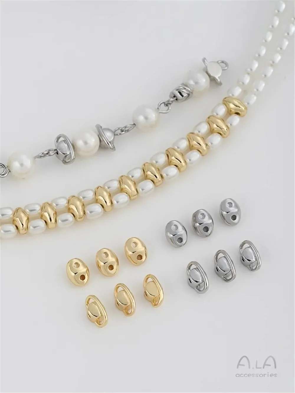 14-каратное золото бусины Планета свиной нос двойное отверстие двухрядная