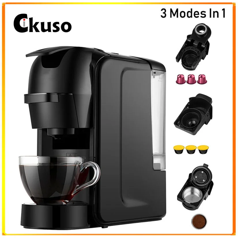 Enlarge Cikuso Capsule Coffee Machine Portable Office Commercial Small Home American Coffee Pot Stainless Steel Espresso Coffee Maker