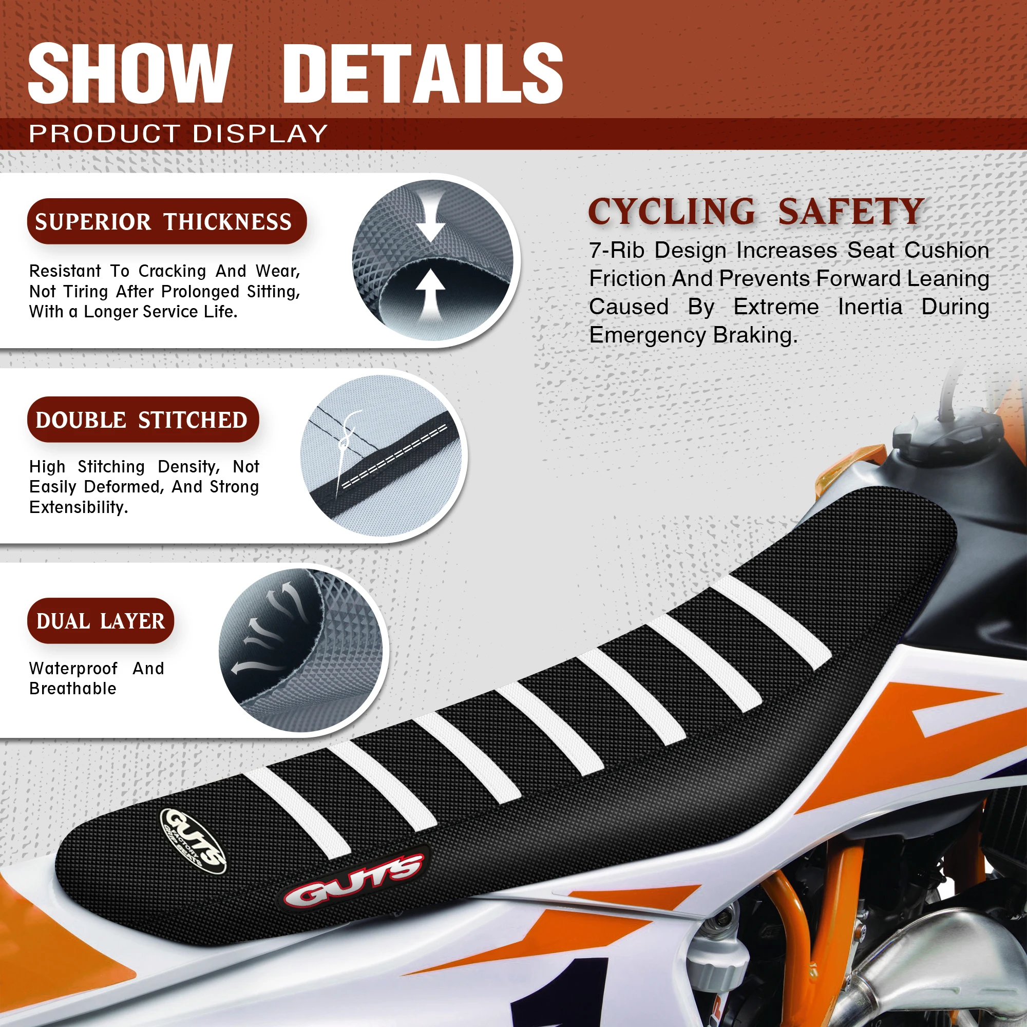 Фото Чехлы на сиденья мотоцикла Fewfuss для KTM EXC SXF EXC KXF YZF WR, водонепроницаемый комплект, защита, противоскользящие аксессуары. №5
