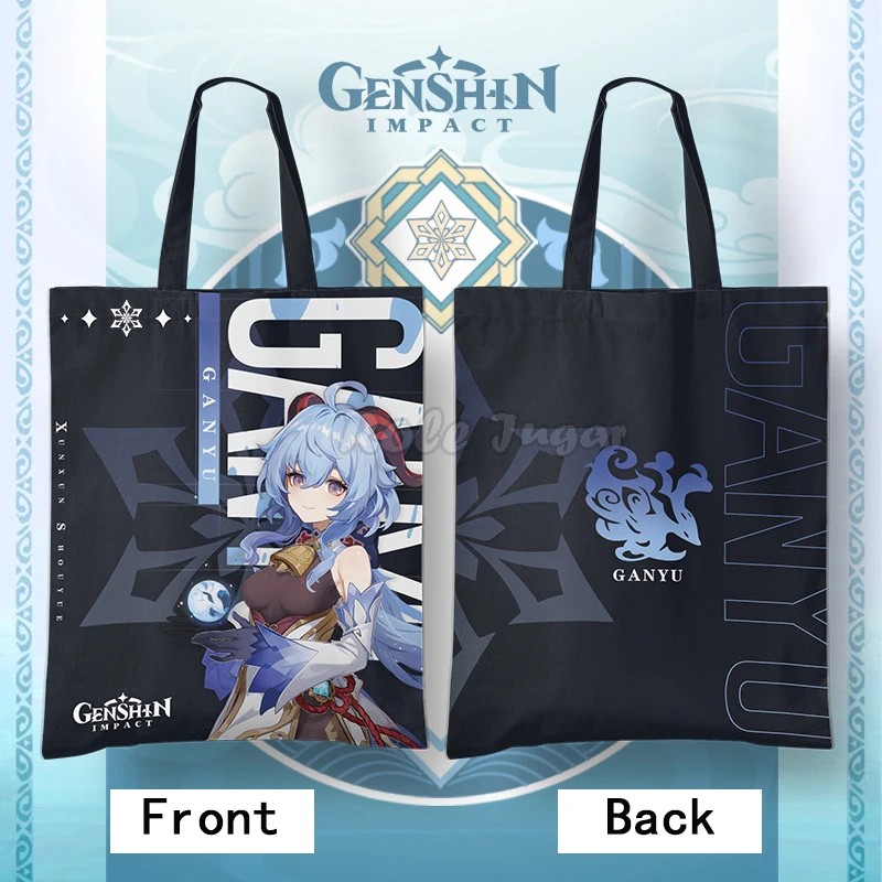 

Модные холщовые сумки для покупок Genshin Impact, женская готическая сумка на плечо в стиле панк для косплея Gan Yu, вместительная винтажная сумка в с...