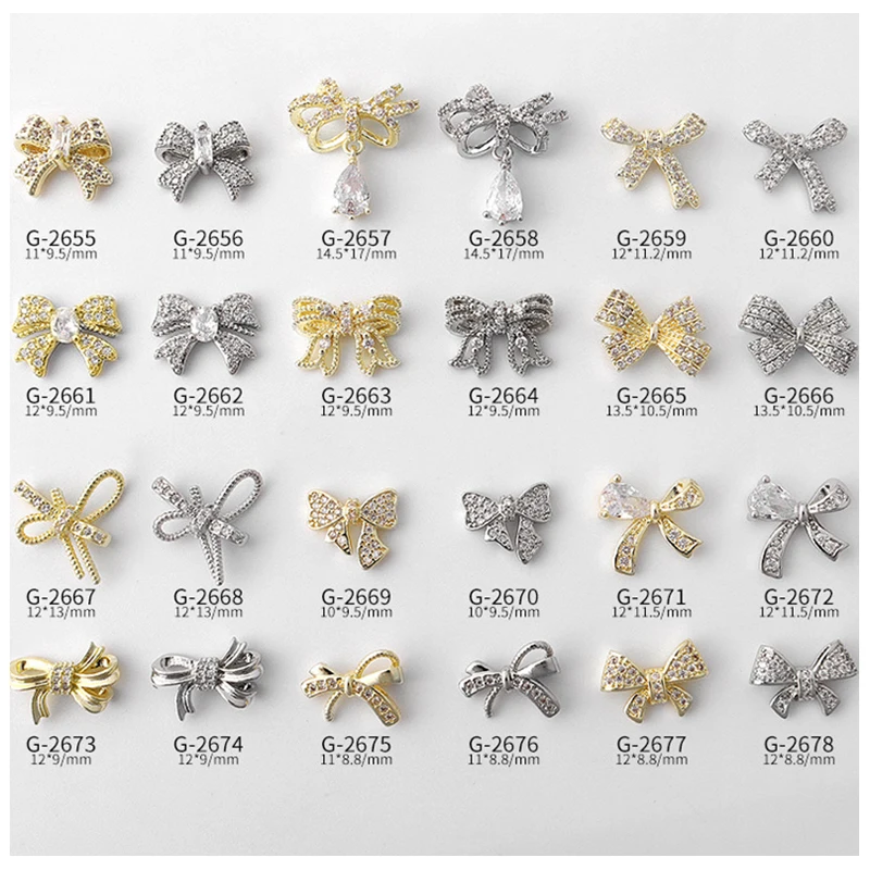 

Ювелирные изделия из циркония для ногтей, 3 шт., дизайны Bowknot, украшения из сплава для маникюра, красоты ногтей