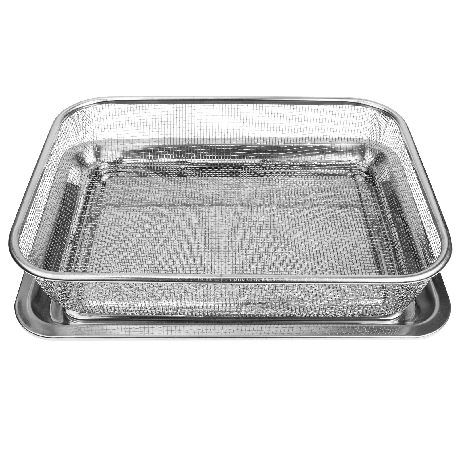 

Basket Oven Air Tray Crisperfry Fryer Non Stick Rack Sheet Crisping Mesh Wire Pan Grill Baking Steel Frying Stainless Metal Set