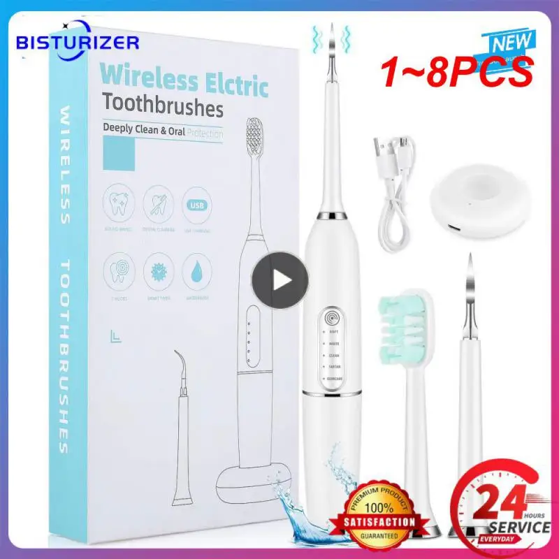 

1~8PCS Electric Sonic Calculus Scaler Oral Teeth Tartar Remover Plaque Stains Cleaner Removal Teeth Whitening Portable